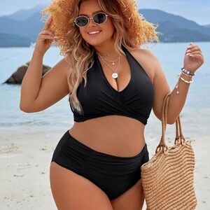 Blooming Jelly Tummy Control Modest High Waisted Halter 2 Piece Bathing Suits